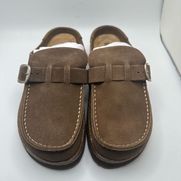 CUSHIONAIRE Women's Genuine Leather Cork Footbed Clog with +Comfort 9 WIDE BROWN - Picture 2 of 8